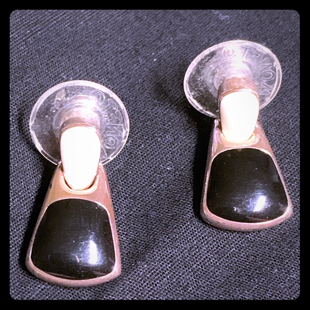 VINTAGE Black, Ivory, Gold Earrings